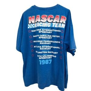 ✨NASCAR Racing Team 1987 Schedule Graphic Tee Blue Car 53 XL‎ Retro Racing Shirt